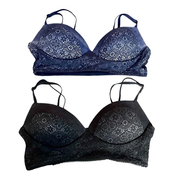 Victoria’s Secret Lace Bralette No Wire Padded Demi Pullover Bra Bundle Set M - Picture 1 of 7